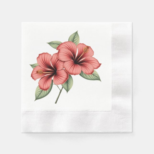 Vintage Hibiscus Napkins (Front)
