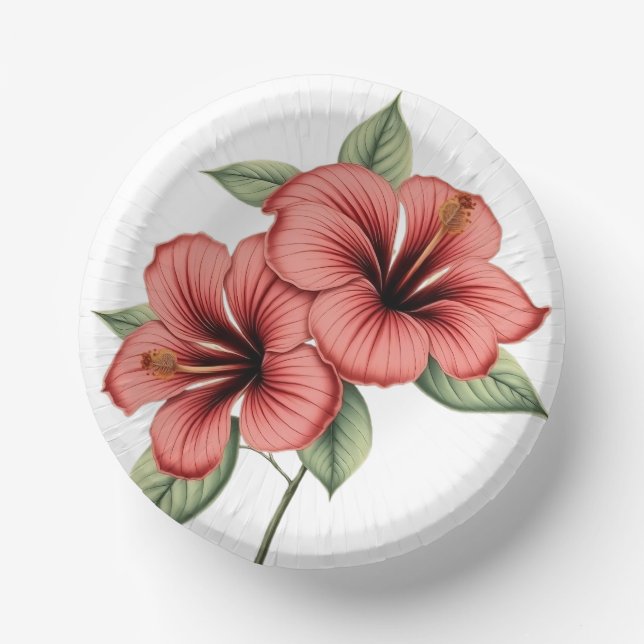 Vintage Hibiscus Paper Bowls (Front)