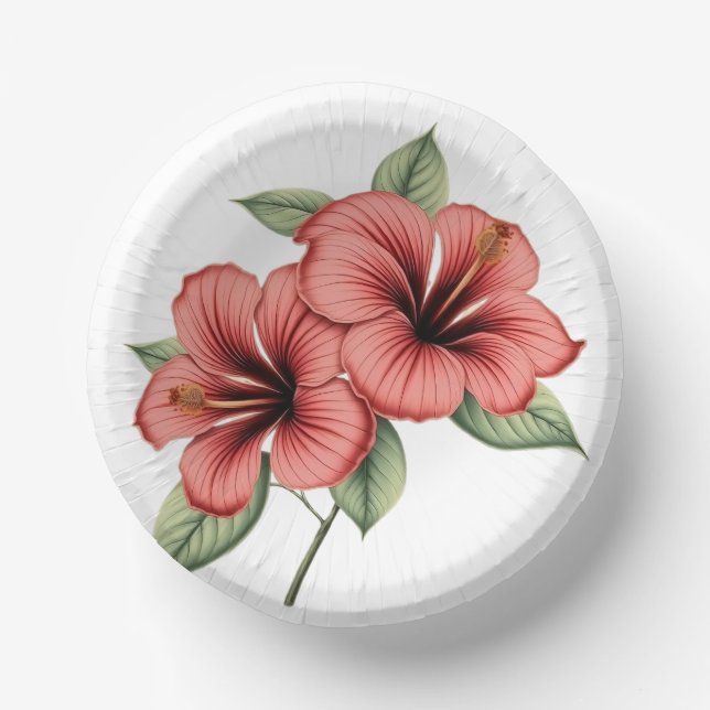 Vintage Hibiscus Paper Bowls (Front)
