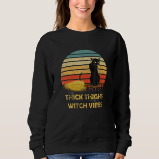 Vintage Hick Highs Witch Vibes Witchy Halloween Ca Sweatshirt