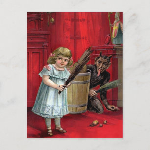 Vintage Hiding Krampus Postcard