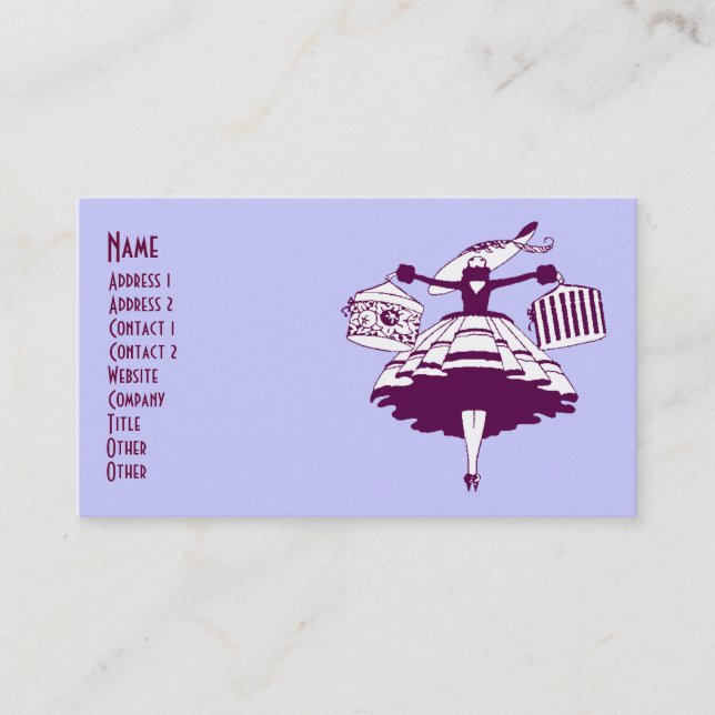 Vintage High Fashioned Shopper Business Card (Front)