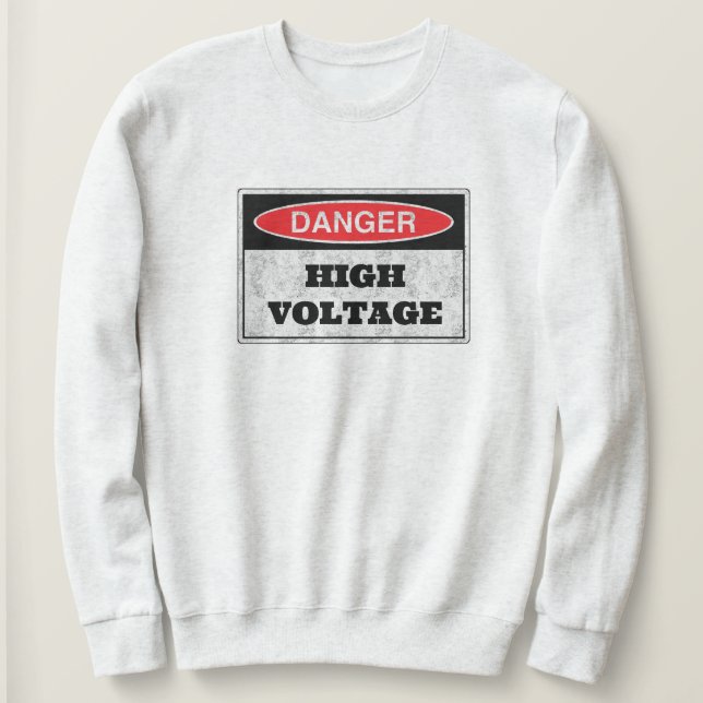 Vintage High Voltage Warning Womens  Sweatshirt (Design Front)