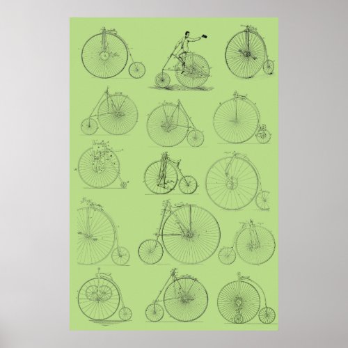 Vintage High Wheeler Bicycles Patent Art Poster