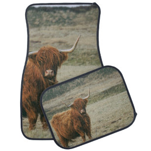 VINTAGE HIGHLAND CATTLE COW PHOTO CAR FLOOR MAT