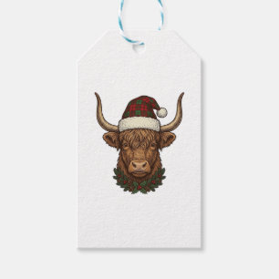 Vintage Highland Cow Christmas Shirt Design_1 Gift Tags