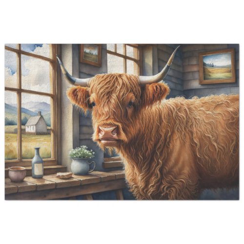 Vintage Highland Cow Decoupage  Tissue Paper