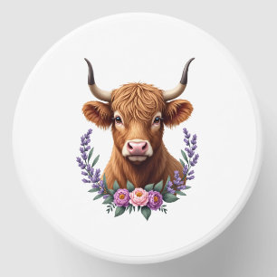 Vintage Highland Cow Floral Wreath Cute Rustic Far Mini Candle Favors