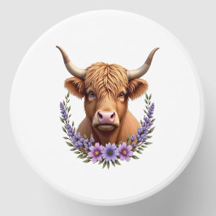 Vintage Highland Cow Floral Wreath Cute Rustic Far Mini Candle Favors