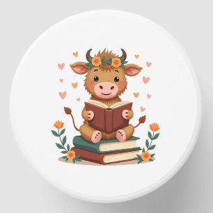 Vintage Highland Cow Reading Books Floral Cute Boo Mini Candle Favors