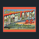 Vintage Highlands NC Postcard<br><div class="desc">A wonderful vintage postcard greeting from Highlands,  North Carolina repurposed!</div>