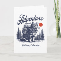 Vintage Hiking Cat Adventure Awaits Custom Town