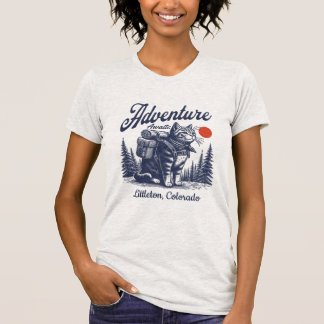 Vintage Hiking Cat Adventure Awaits Custom Town T-Shirt
