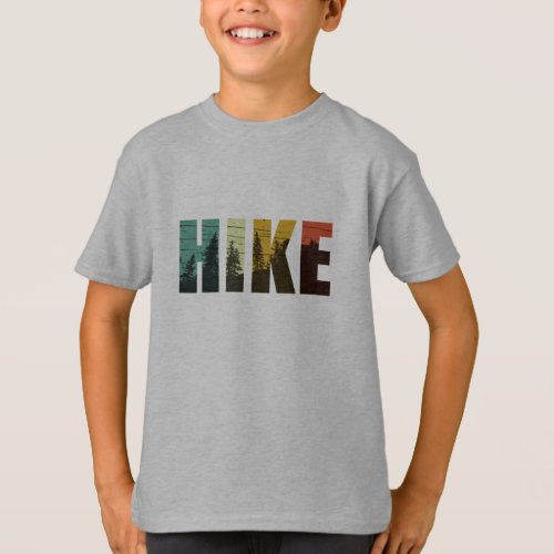 Vintage hiking hikers hike with pine trees T_Shirt