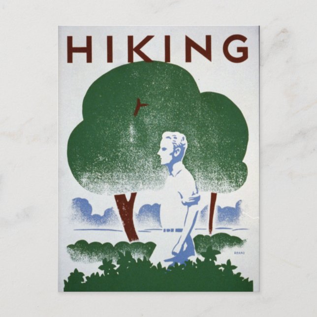 Vintage Hiking Recreation WPA Postcard (Front)