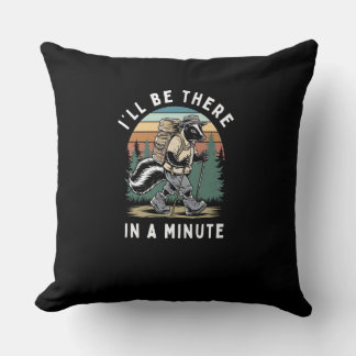 Vintage Hiking Skunk - Funny Forest Hiking Adventu Throw Pillow