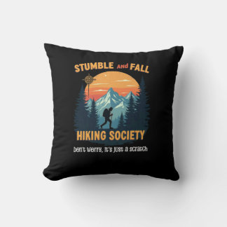Vintage Hiking Stumble And Fall Hiking Society Don Throw Pillow