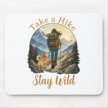 Vintage Hiking with Dog Retro Badge Hike Stay Wild