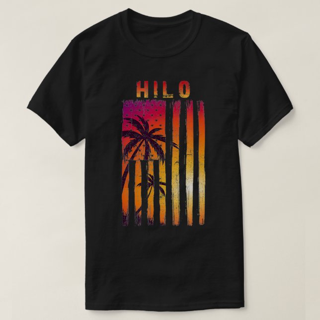 Vintage Hilo, Hawaii Patriotic Flag  T-Shirt (Design Front)