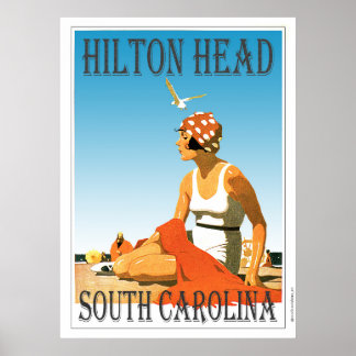Vintage Hilton Head Beach Scene Poster