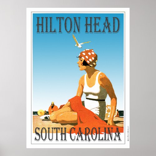 Vintage Hilton Head Beach Scene Poster