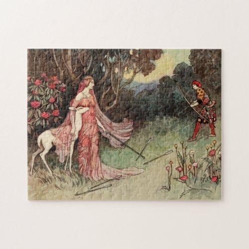 Vintage Hind of the Forest by Warwick Goble Jigsaw Puzzle