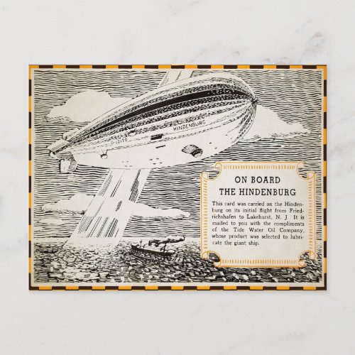 Vintage Hindenburg Flight Postcard