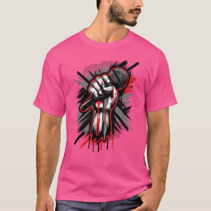 Vintage Hip Hop Rapper Inspired Microphone Art vin T-Shirt