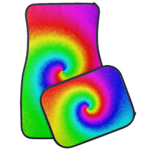 Vintage Hippie Boho Tie Dye Psychedelic Twirl Car Floor Mat
