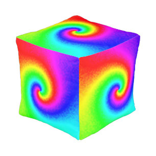 Vintage Hippie Boho Tie Dye Psychedelic Twirl Pouf