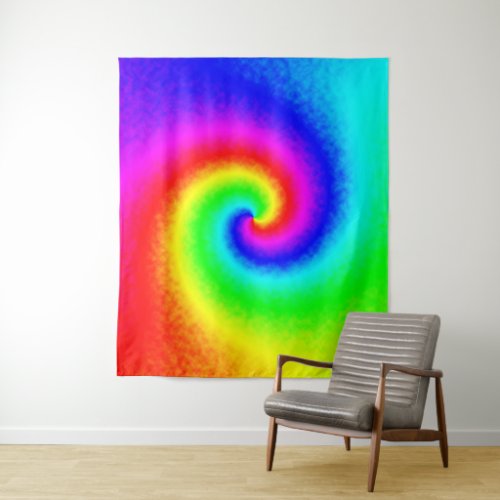 Vintage Hippie Boho Tie Dye Psychedelic Twirl Tapestry