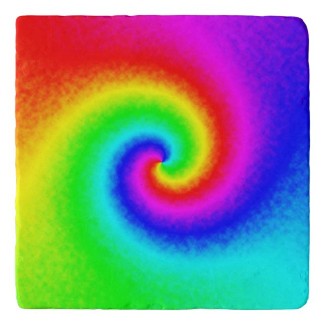 Vintage Hippie Boho Tie Dye Psychedelic Twirl Trivet (Front)
