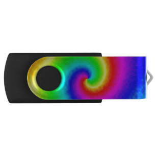 Vintage Hippie Boho Tie Dye Psychedelic Twirl USB Flash Drive