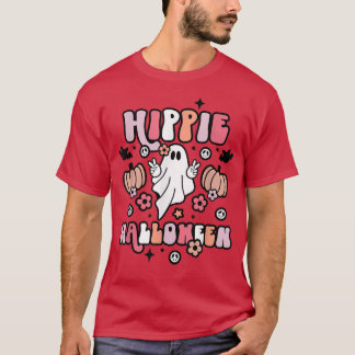 Vintage Hippie Halloween Ghost Boo Spooky Hallowee T-Shirt