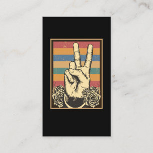 Vintage Hippie Hand Peace Sign Business Card