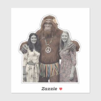 Vintage Hippie Ladies and Sasquatch Sticker