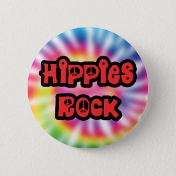 Vintage Hippies Rock Tie Dye Button by oldrockerdude at Zazzle