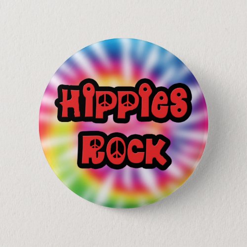 Vintage Hippies Rock Tie Dye Button