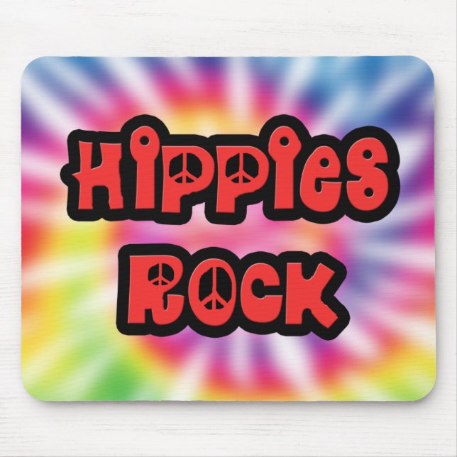 Vintage Hippies Rock Tie Dye Mousepad (Front)