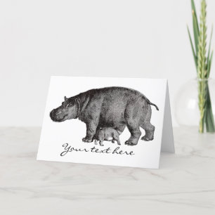 Vintage Hippo Greeting Card