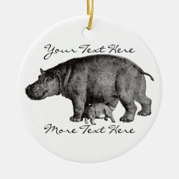 Vintage Hippo Ornament by Customizables at Zazzle