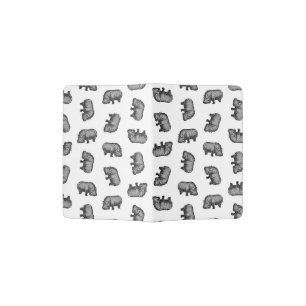Vintage Hippopotamus Pattern Cute Hippos Antique Passport Holder