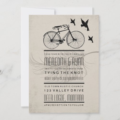 VINTAGE HIPSTER BICYCLE WEDDING INVITATION