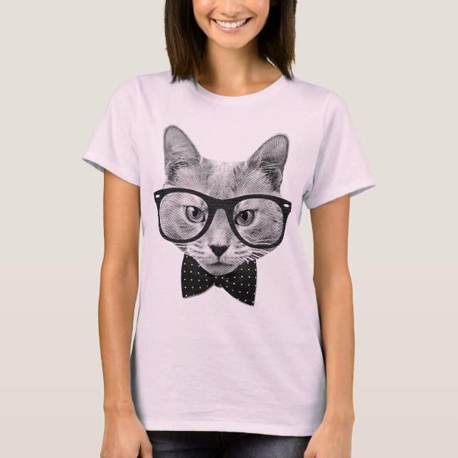 Vintage hipster cat T-Shirt (Front)
