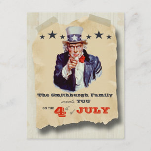 Vintage Hipster Fourth Of July Celebration Invite
