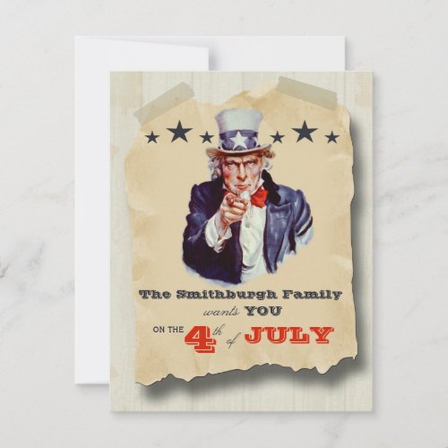 Vintage Hipster Fourth Of July Celebration Invite
