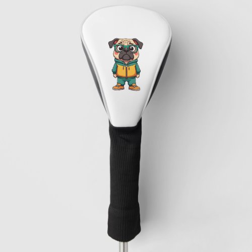 Vintage Hipster Pug Dog Cartoon Streetwear Graphic Golf Head Cover