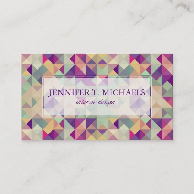 Vintage Hipsters Geometric Pattern. Business Card (Front)