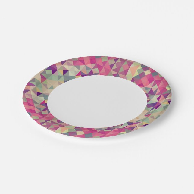 Vintage Hipsters Geometric Pattern. Paper Plates (Angled)