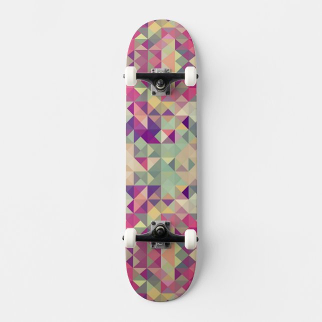 Vintage Hipsters Geometric Pattern. Skateboard (Front)
